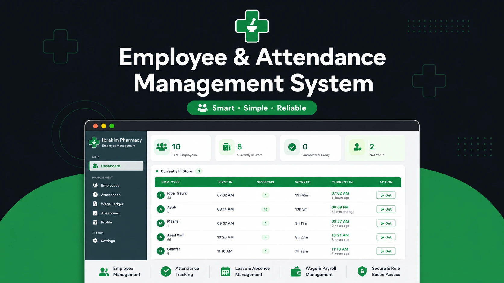 Employee and Attendance Management System interface design